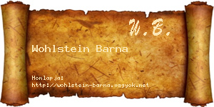 Wohlstein Barna névjegykártya